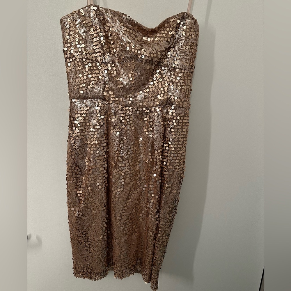BCBGMAXAZARIA gold sequin dress